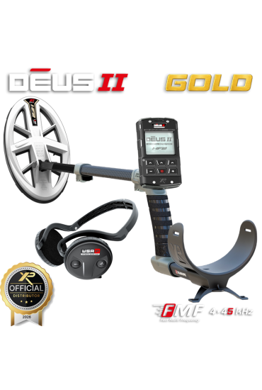 DEUS II Gold with High Frequency FMF Elliptical 9.5" Coil, Remote Control & WSA ST Headphones