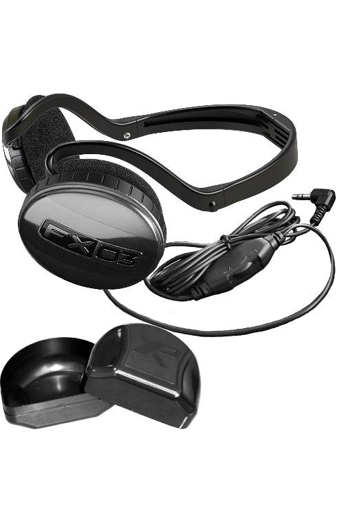 XP lightweight FX03 headphones with storage box
