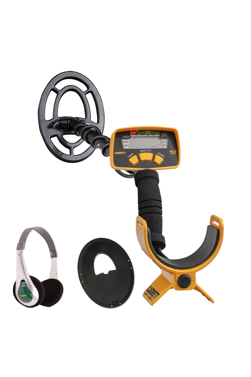 Garrett Ace 200i Metal Detector with headphones and coil cover